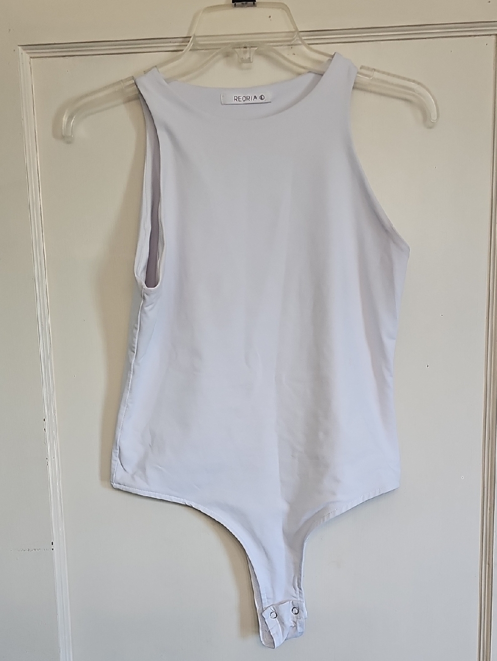 ReoRia White High-Neck Ribbed Bodysuit